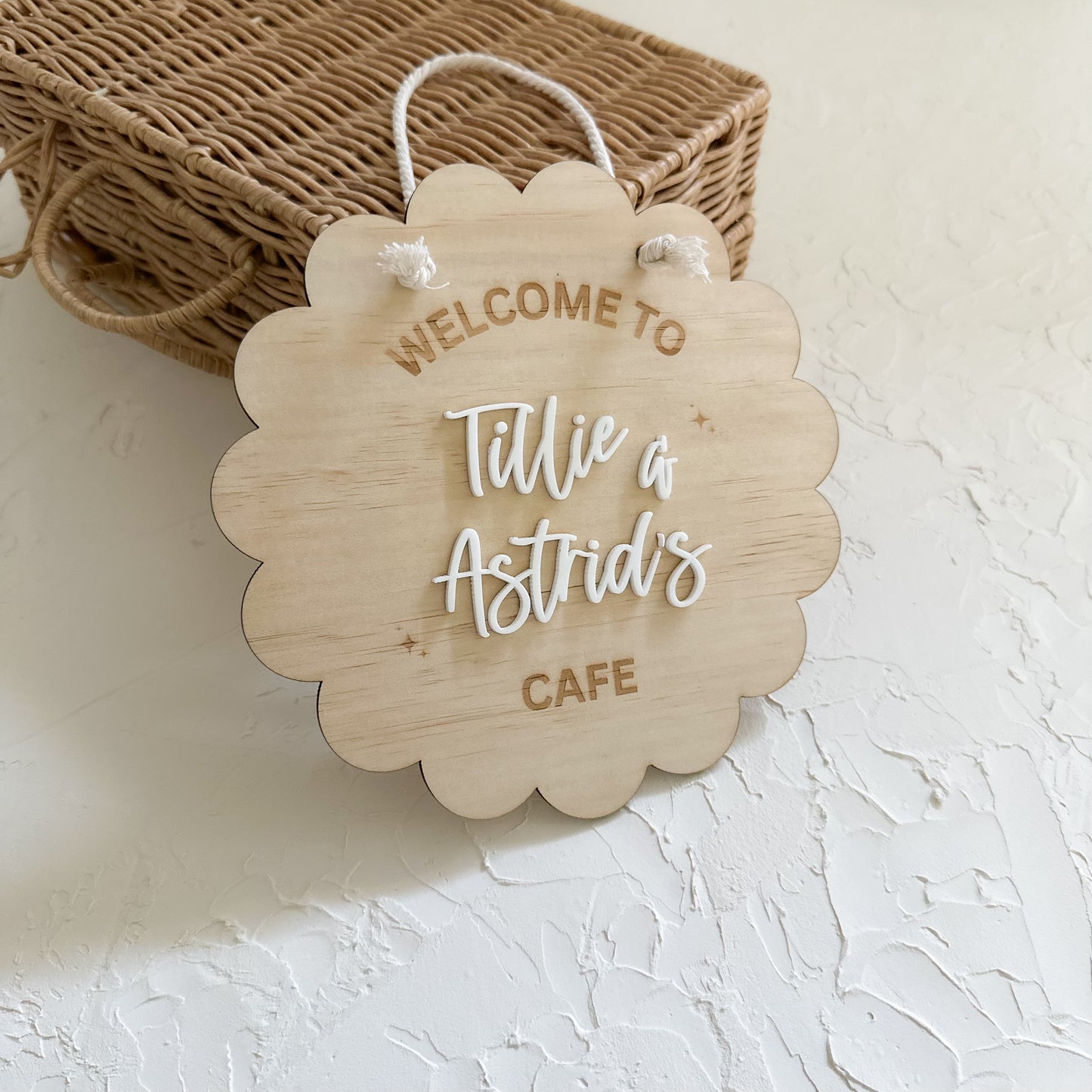 Cafe welcome sign