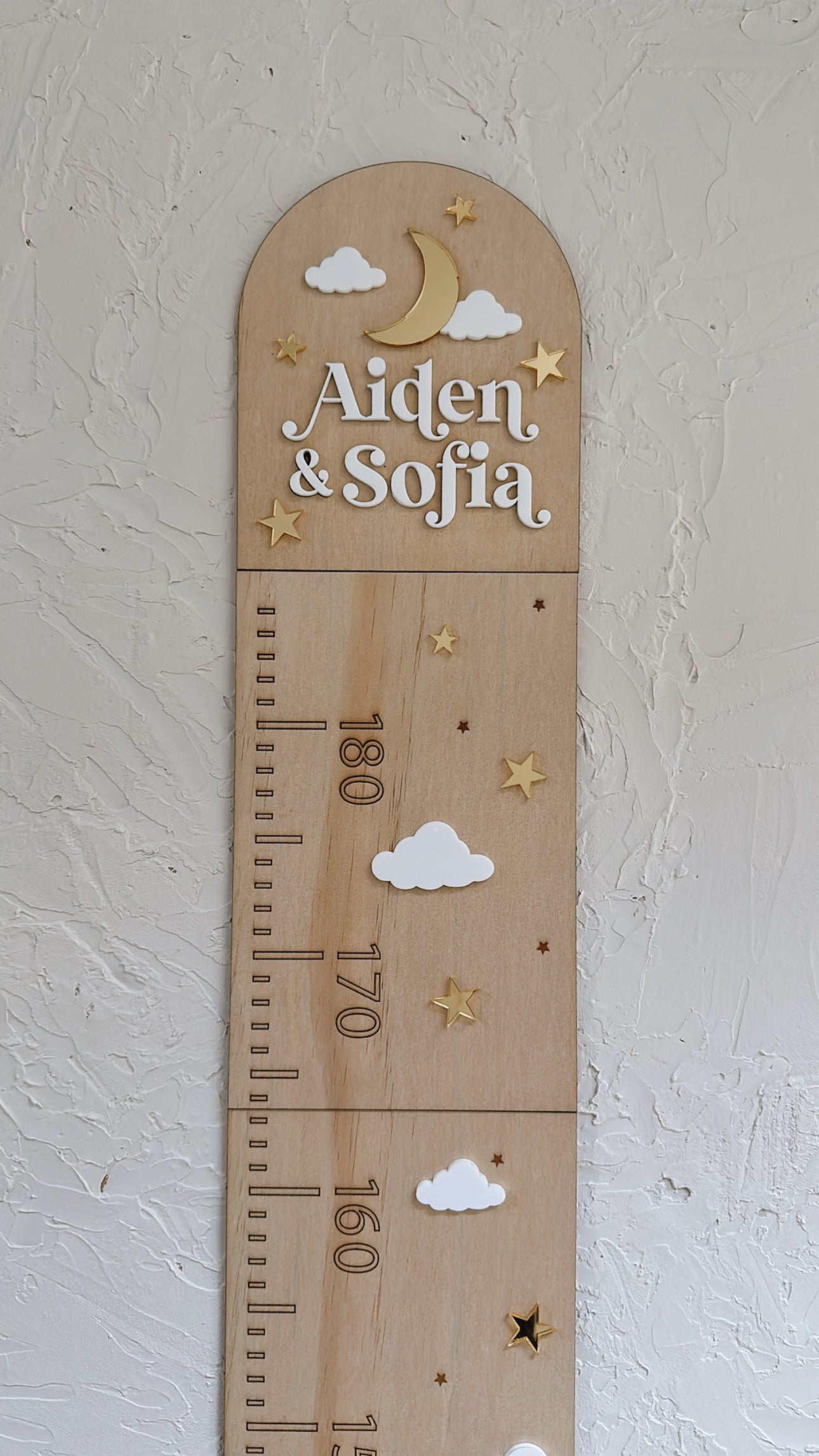Stars & Clouds Height Growth Chart Personalised Kids Growth Chart